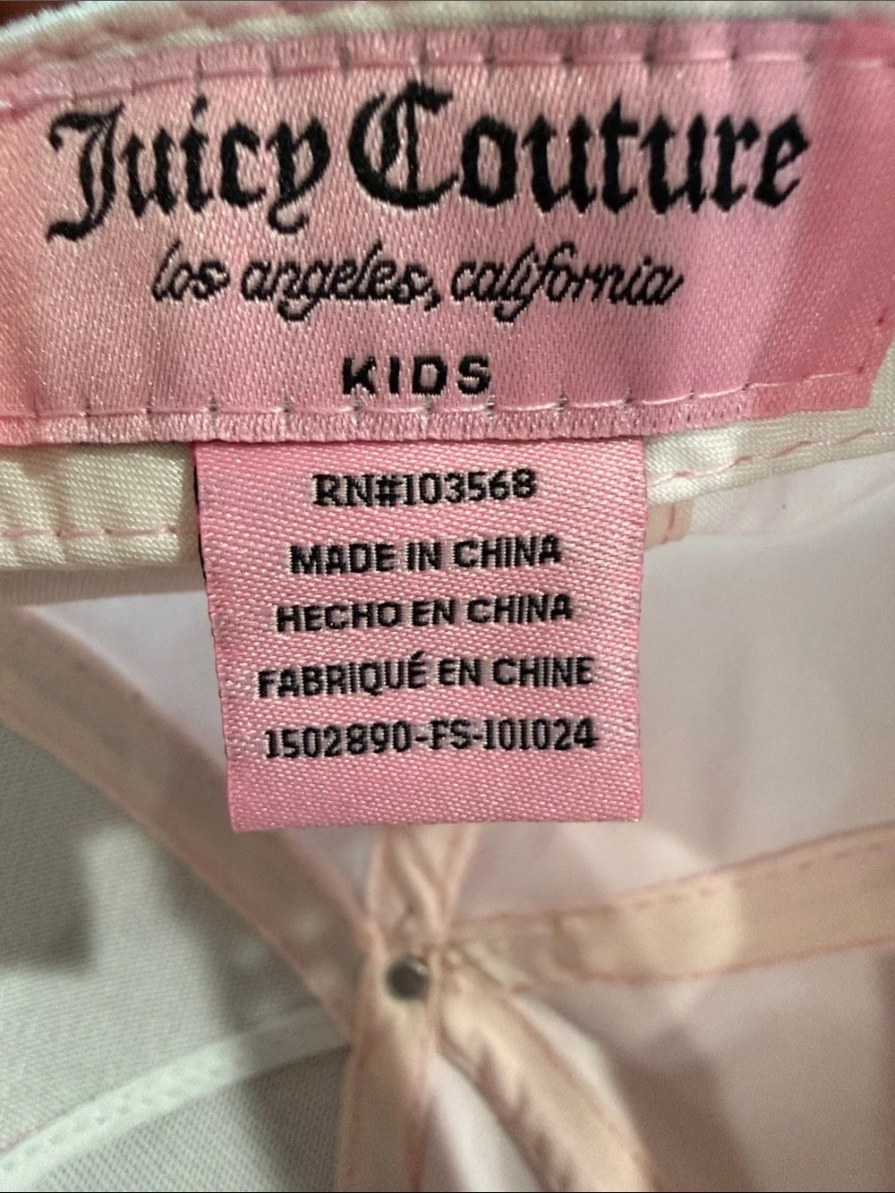 NWT Juicy Couture Kids Light Pink Velour Cap with Rhinestone Logo Leopard Fur